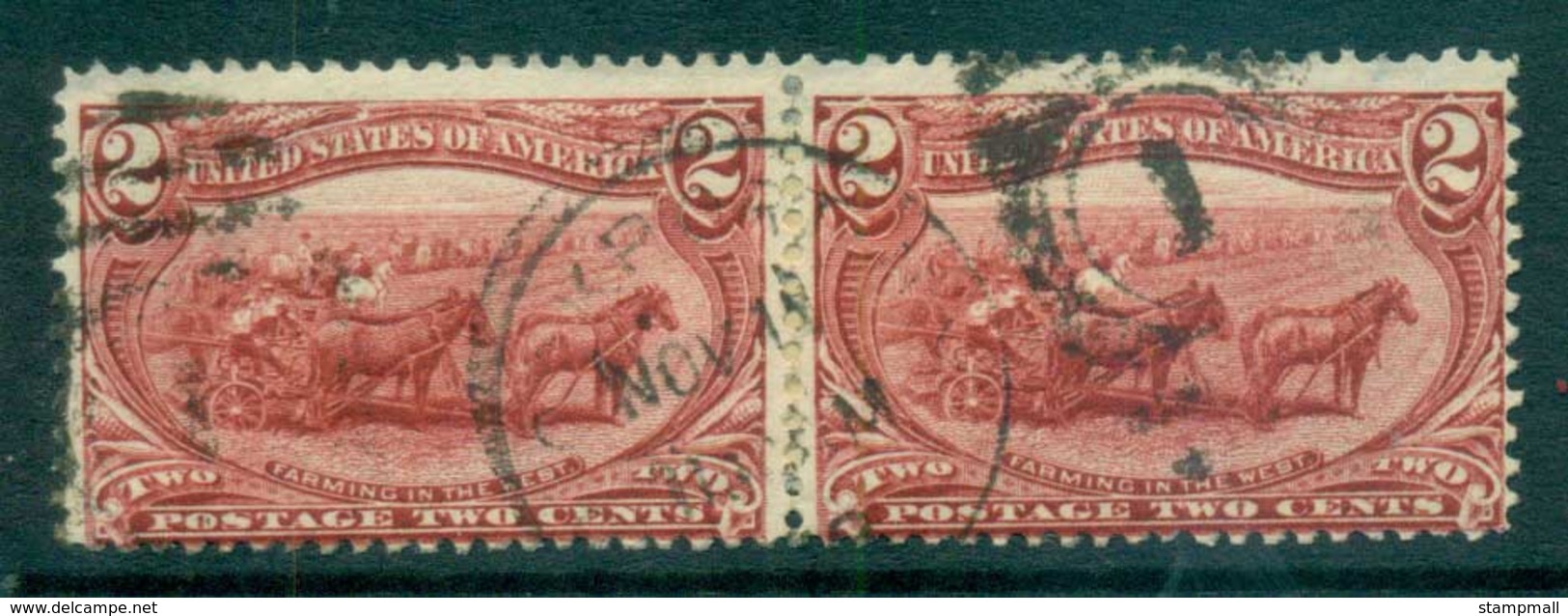 USA 1898 Sc#286 2c Trans-Mississippi Exposition Pair FU Lot67214 - Other & Unclassified