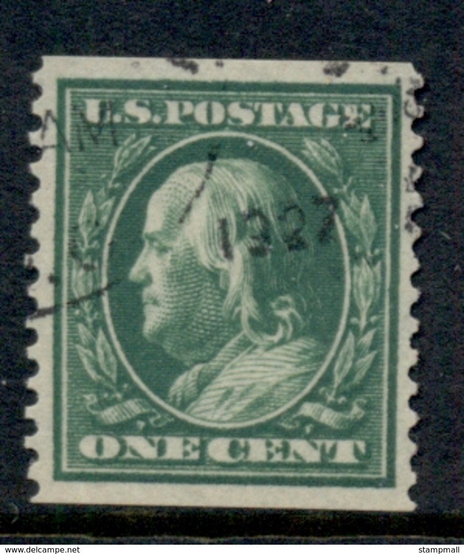 USA 1910-11 Sc#381 1c Green Franklin Perf 12 Vert Wmk S/L FU - Other & Unclassified