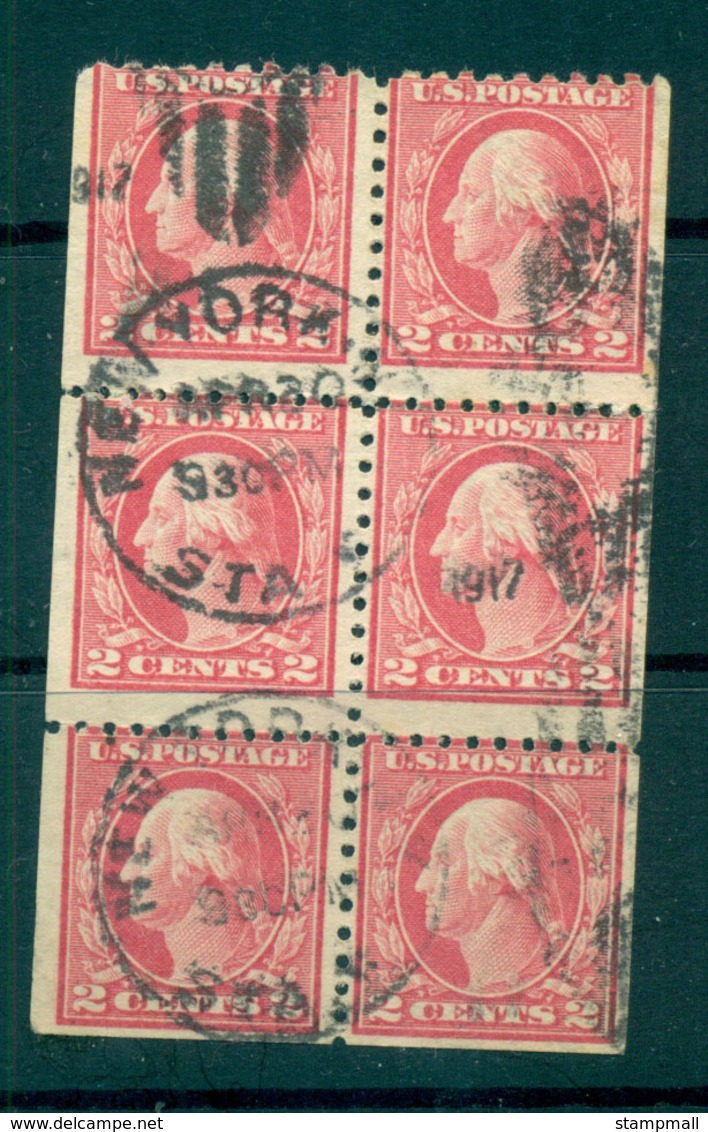 USA 1913-15 Sc#425 2c Rose Red Washington Perf 10 Wmk S/L Booklet Pane FU Lot69001 - Autres & Non Classés