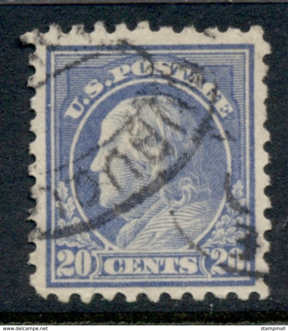 USA 1913-15 Sc#438 20c Ultramarine Franklin Perf 10 Wmk S/L FU - Otros & Sin Clasificación