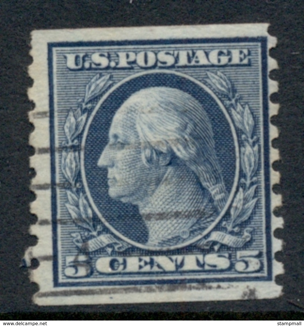 USA 1914-16 Sc#458 5c Blue Washington Rotary Perf 10 Vert Wmk S/L FU - Autres & Non Classés