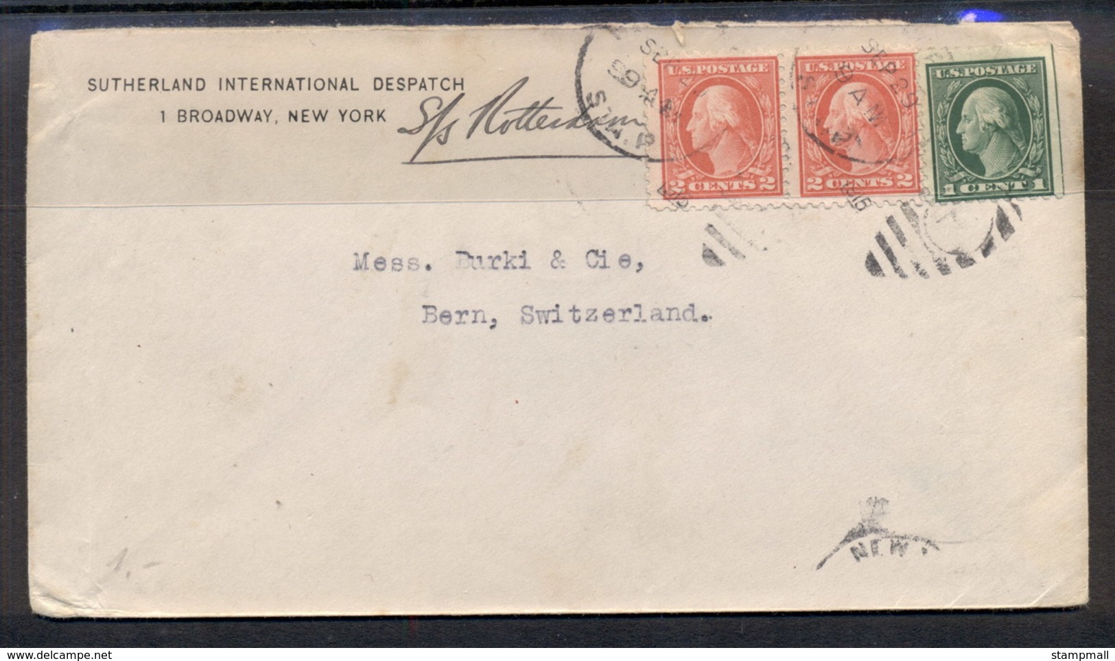 USA 1915 2x2c, 1c Washington CC Cover To Switzerland - Other & Unclassified
