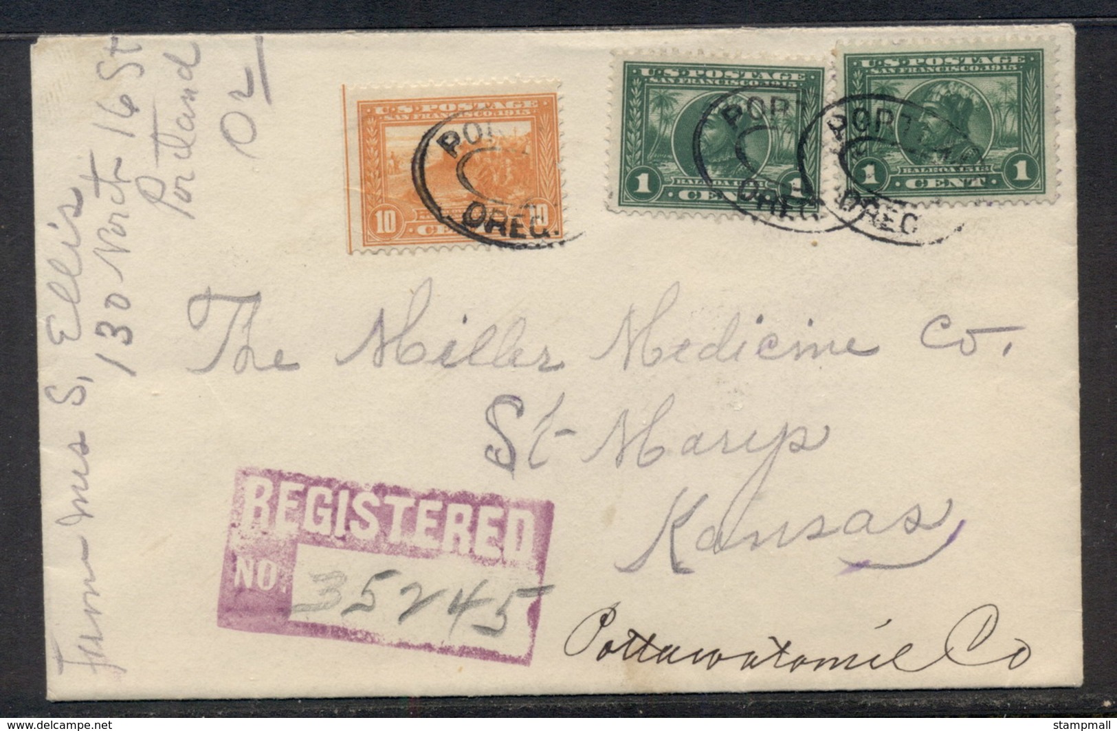 USA 1915 Panama Pacific 10c Registered Cover - Autres & Non Classés