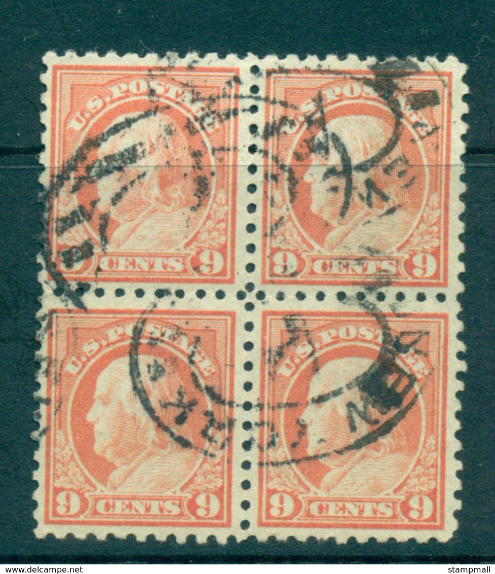 USA 1916-17 Sc#471 9c Salmon Red Franklin Perf 10 No Wmk Blk 4 FU Lot69084 - Other & Unclassified