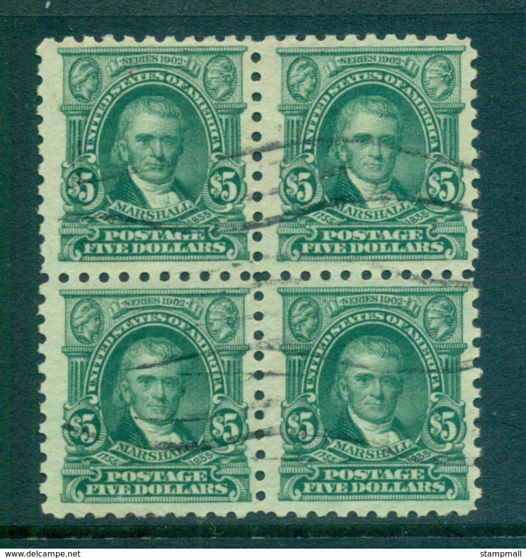 USA 1917 Sc#480 $5 Light Green Marshall Perf 10 No Wmk Blk 4 FU Lot69110 - Otros & Sin Clasificación