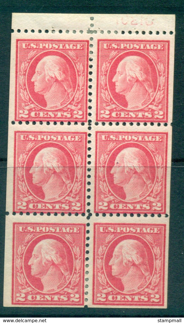 USA 1917-19 Sc#499e 2c Rose Washington TyI Perf 11 No Wmk Booklet Pane P#10218 MLH Lot69138 - Autres & Non Classés