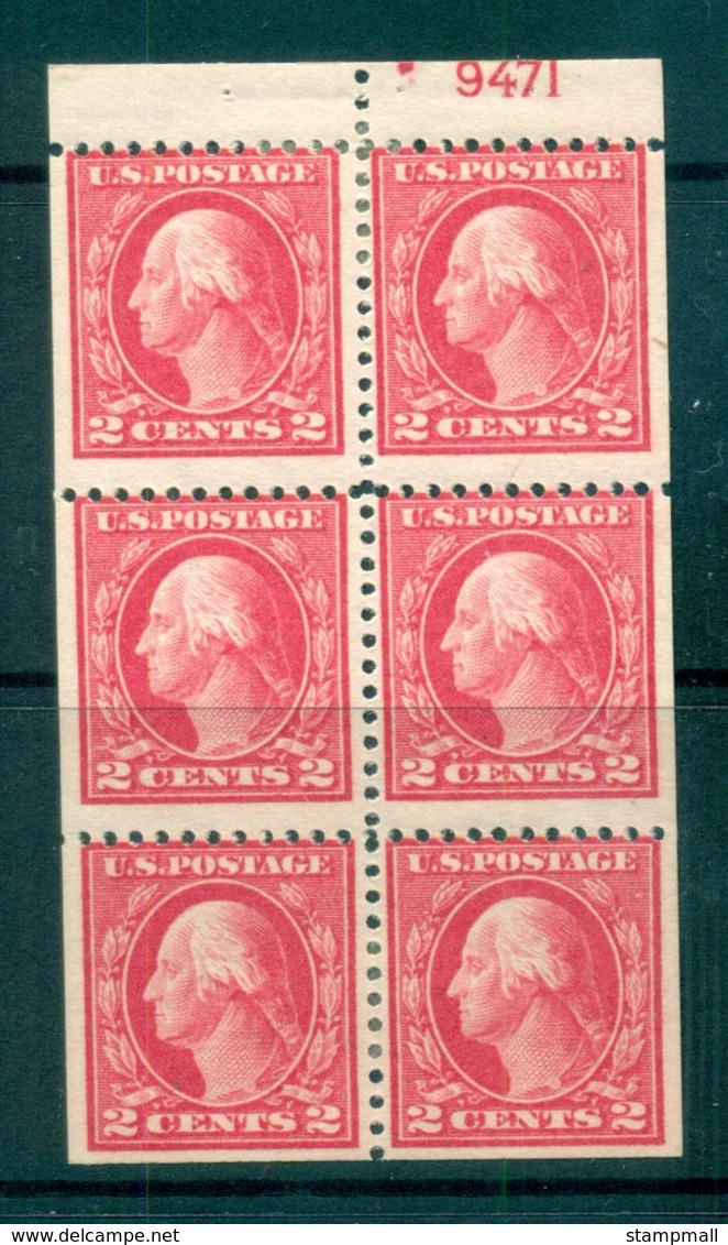 USA 1917-19 Sc#499e 2c Rose Washington TyI Perf 11 No Wmk Booklet Pane P#9471 MLH Lot69133 - Other & Unclassified