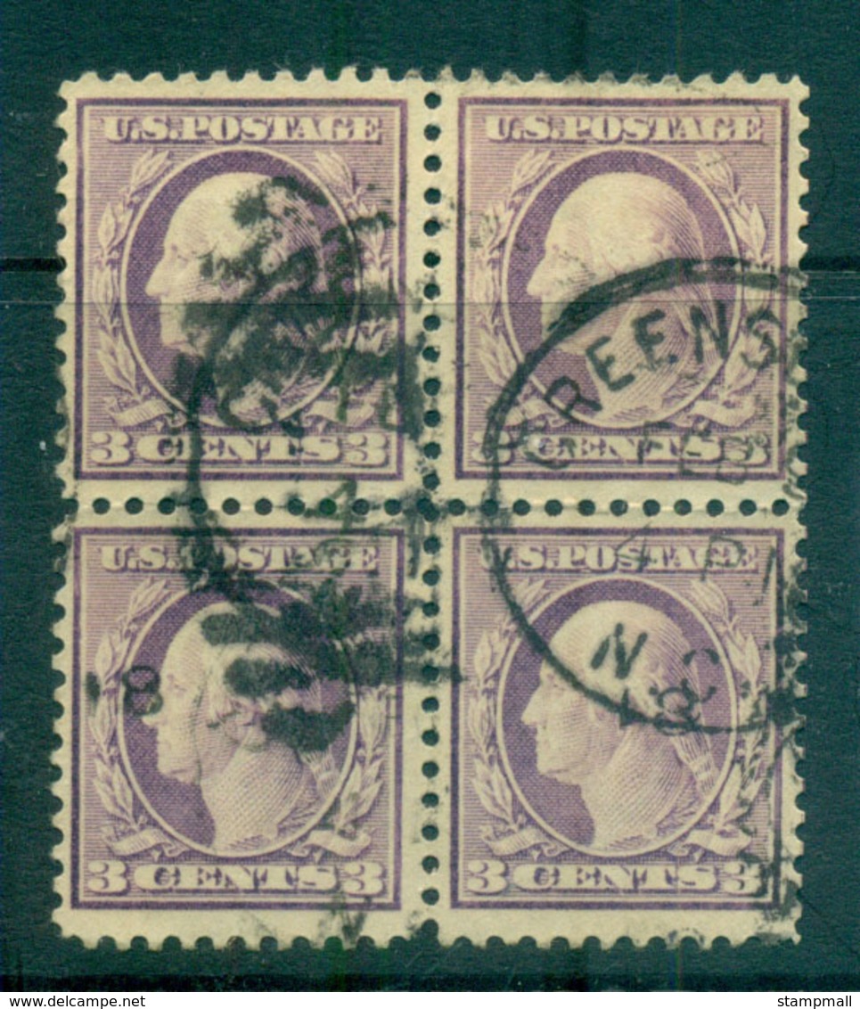 USA 1917-19 Sc#501 3c Light Violet Washington TyI Perf 11 No Wmk Blk 4 FU Lot69146 - Autres & Non Classés