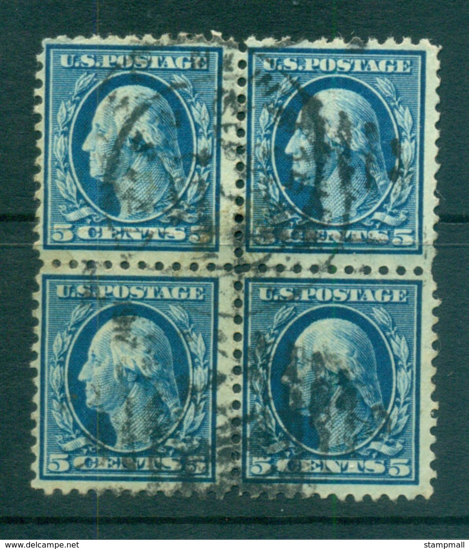 USA 1917-19 Sc#504 5c Blue Washington Perf 11 No Wmk Blk 4 FU Lot69181 - Autres & Non Classés