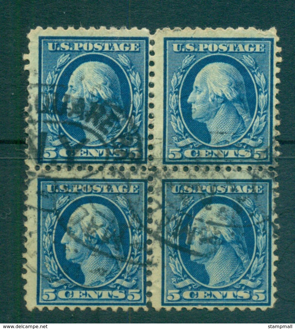 USA 1917-19 Sc#504 5c Blue Washington Perf 11 No Wmk Blk 4 FU Lot69182 - Autres & Non Classés