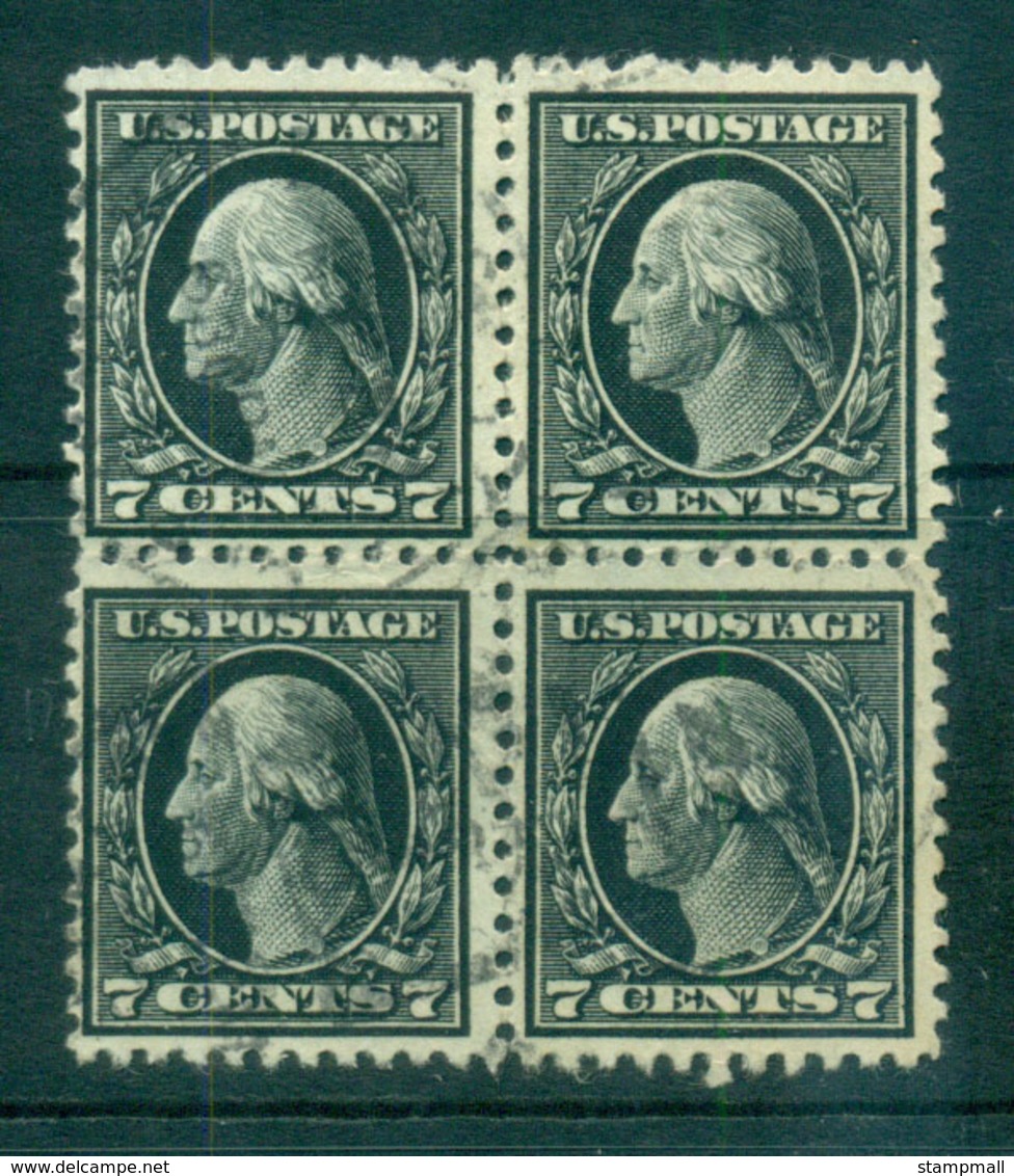 USA 1917-19 Sc#507 7c Black Washington Perf 11 No Wmk Blk 4 FU Lot69200 - Altri & Non Classificati