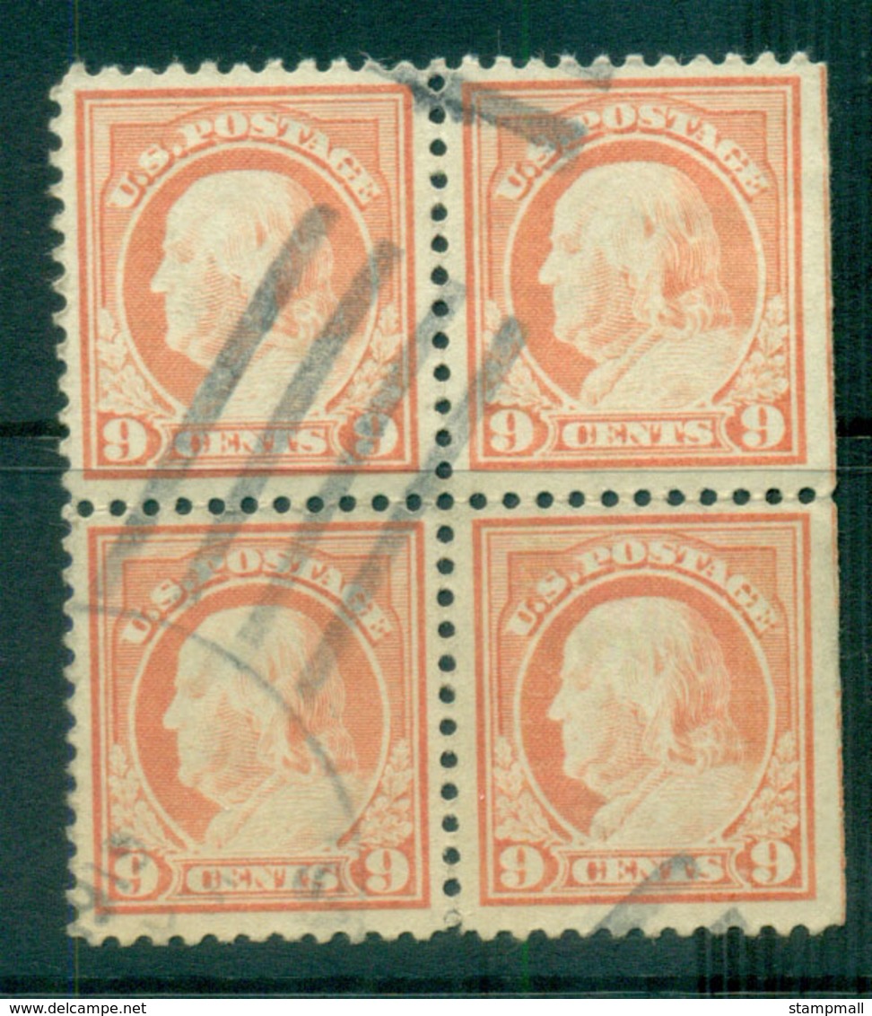 USA 1917-19 Sc#509 9c Salmon Red Franklin Perf 11 No Wmk Blk 4 FU Lot69217 - Otros & Sin Clasificación