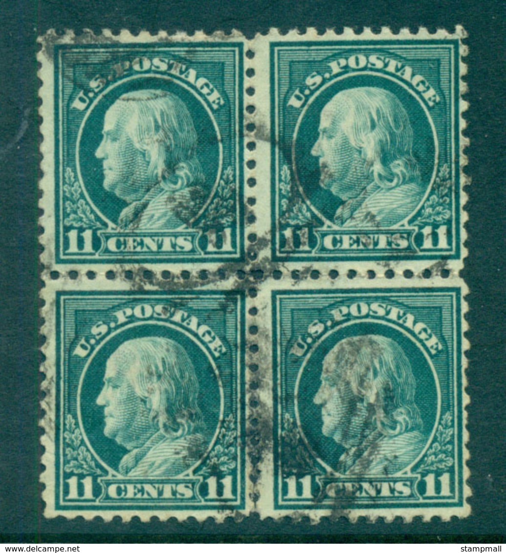 USA 1917-19 Sc#511 11c Light Green Franklin Perf 11 No Wmk Blk 4 FU Lot68839 - Autres & Non Classés