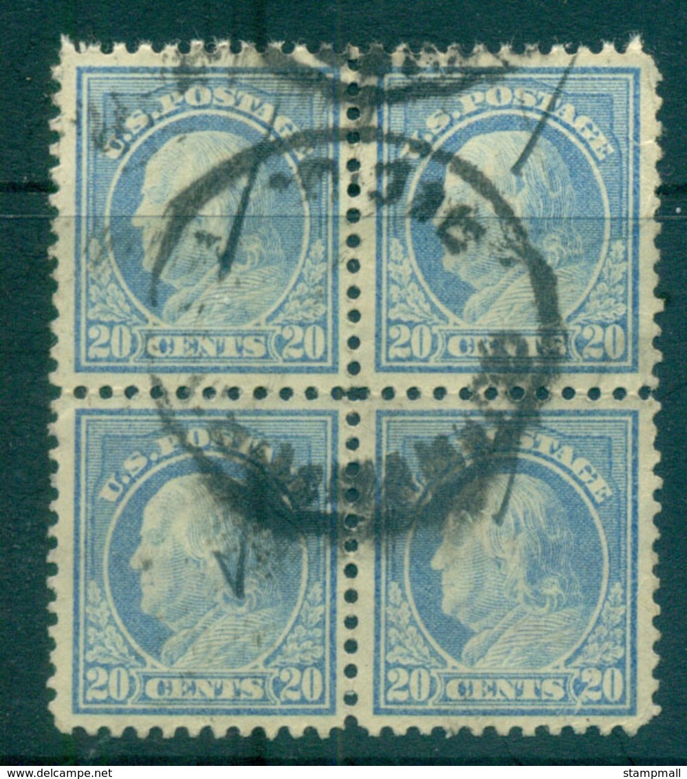 USA 1917-19 Sc#515 20c Light Ultramarine Franklin Perf 11 No Wmk Blk 4 FU Lot69270 - Andere & Zonder Classificatie