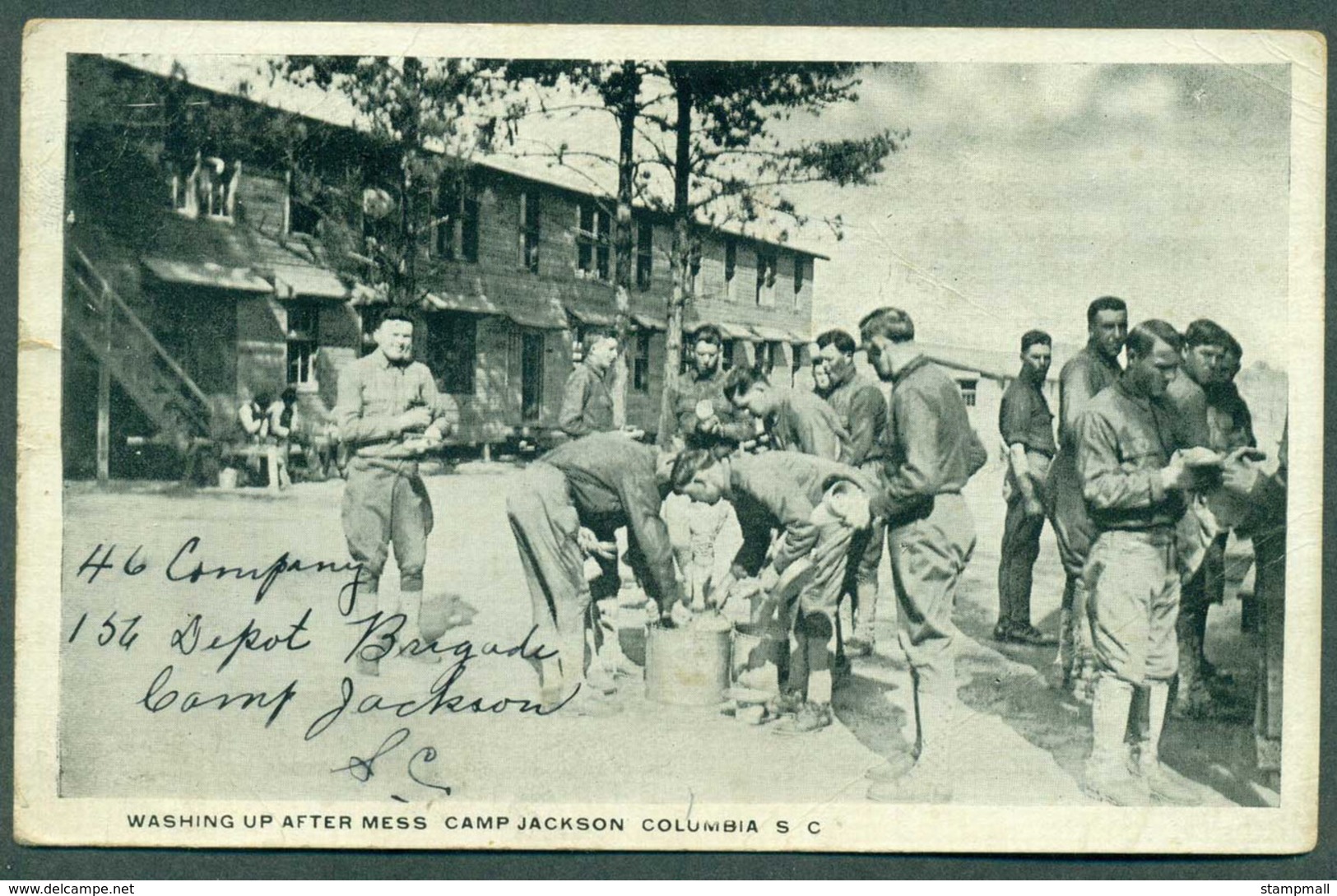 USA 1918 Washing Up After Mess Camp Jackson Army Barracks Columbia SC, Used To Stoneville - Altri & Non Classificati