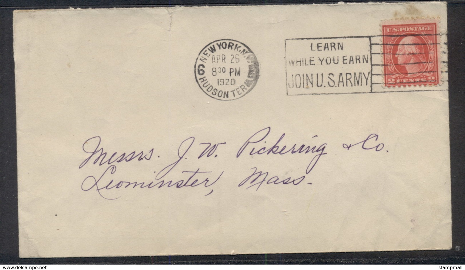 USA 1920 2c Washington Cover To Mass. - Other & Unclassified