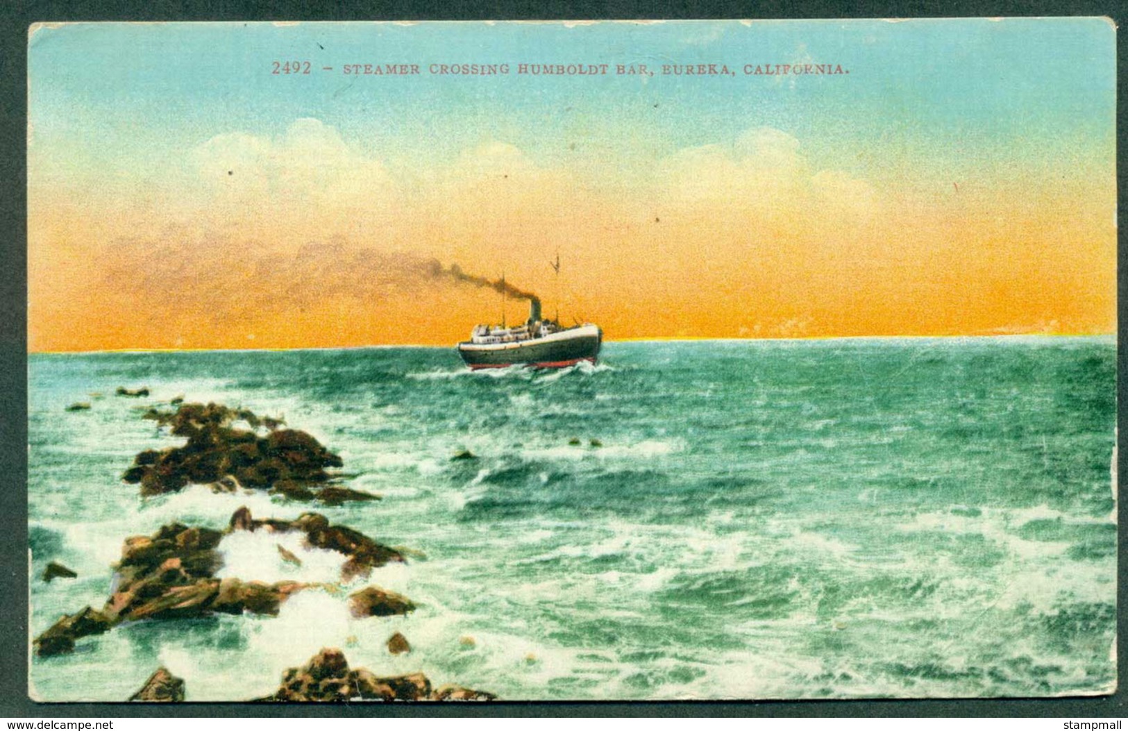 USA 1920c Steamer Crossing Humboldt Bar, Eureka, California, Used Un-franked To Oregon - Autres & Non Classés