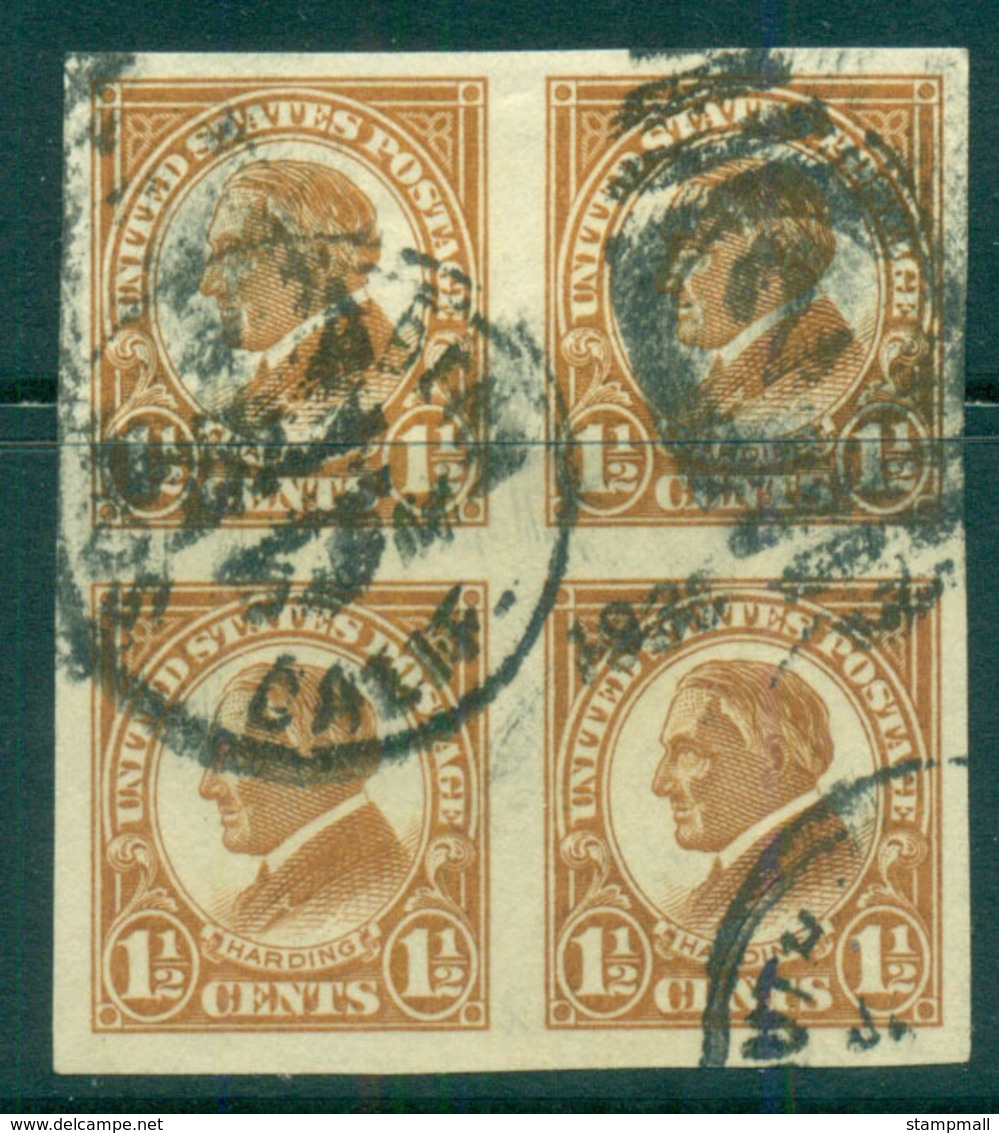 USA 1923-25 Sc#576 1.5c Harding Side Face IMPERF (Flat Plate) Blk 4 FU Lot68057 - Sonstige & Ohne Zuordnung