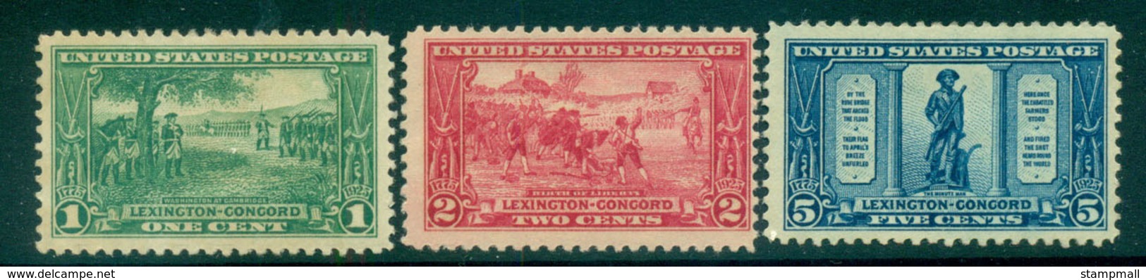 USA 1925 Sc#617-19 Lexington-Concord MLH Lot67352 - Altri & Non Classificati