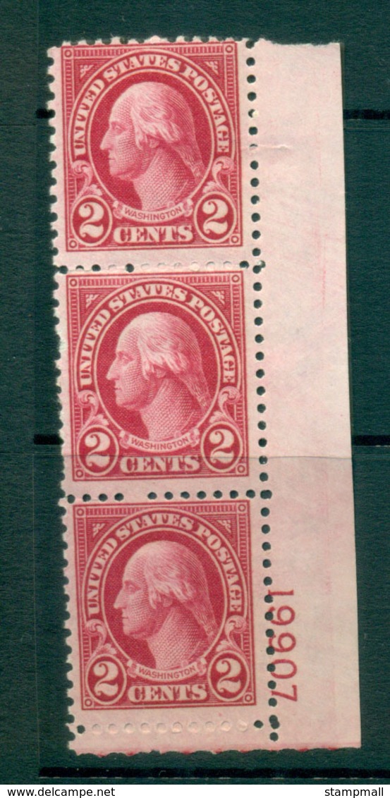 USA 1926 Sc#634 2c George Washington PN#19907 Str 3 MLH Lot55975 - Other & Unclassified