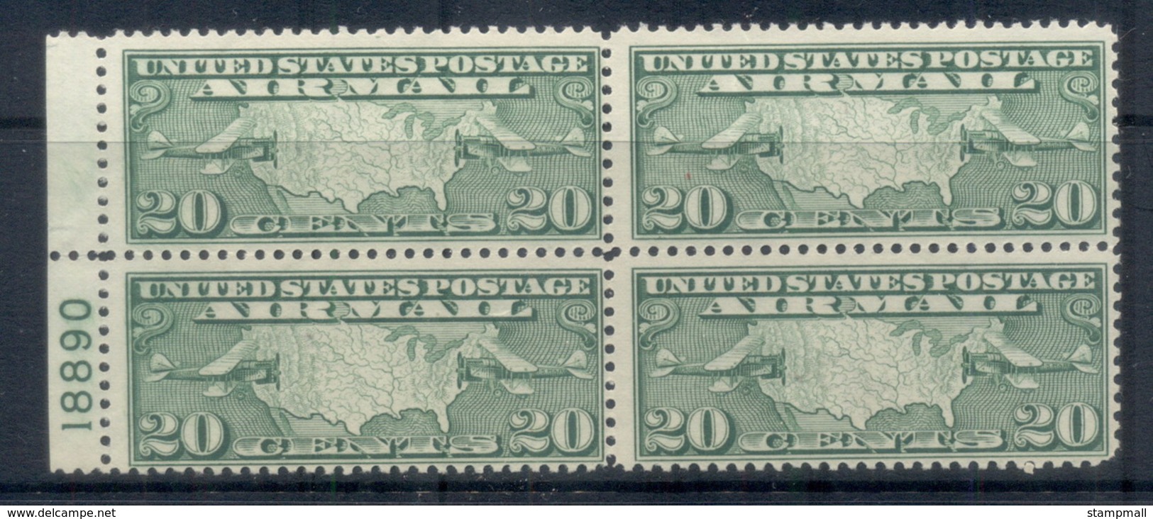 USA 1926-27 Sc#C9 Air Mail, Map & Mail Plane Plate Block4 MUH - 1b. 1918-1940 Ongebruikt