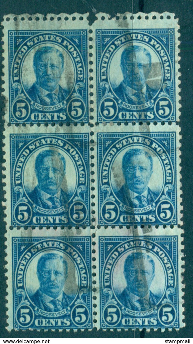 USA 1926-34 Sc#637 5c Roosevelt P 11x10.5 (Rotary) Blk 6 FU Lot67948 - Other & Unclassified