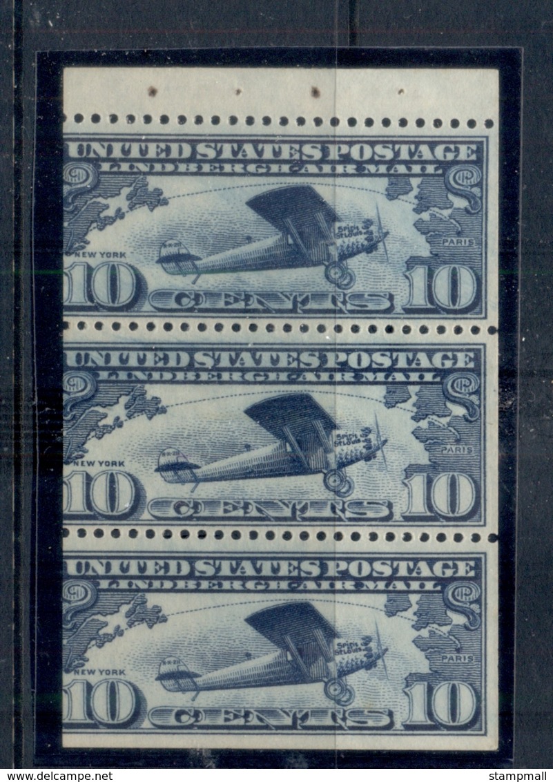 USA 1927 Sc#C10a Air Mail, Spirit Of St Louis Booklet Pane MUH - 1b. 1918-1940 Nuovi