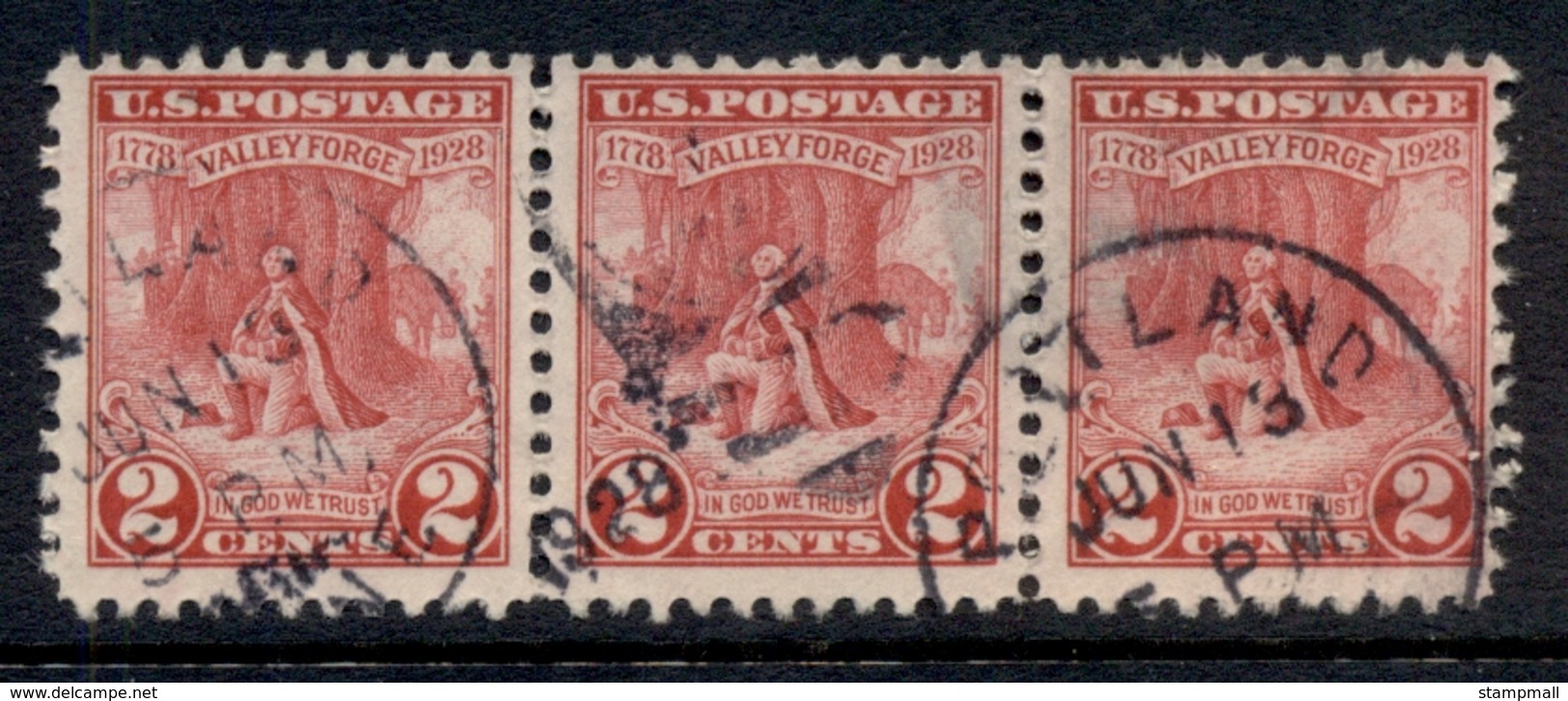 USA 1928 Sc#645 Valley Forge Str3 FU - Altri & Non Classificati