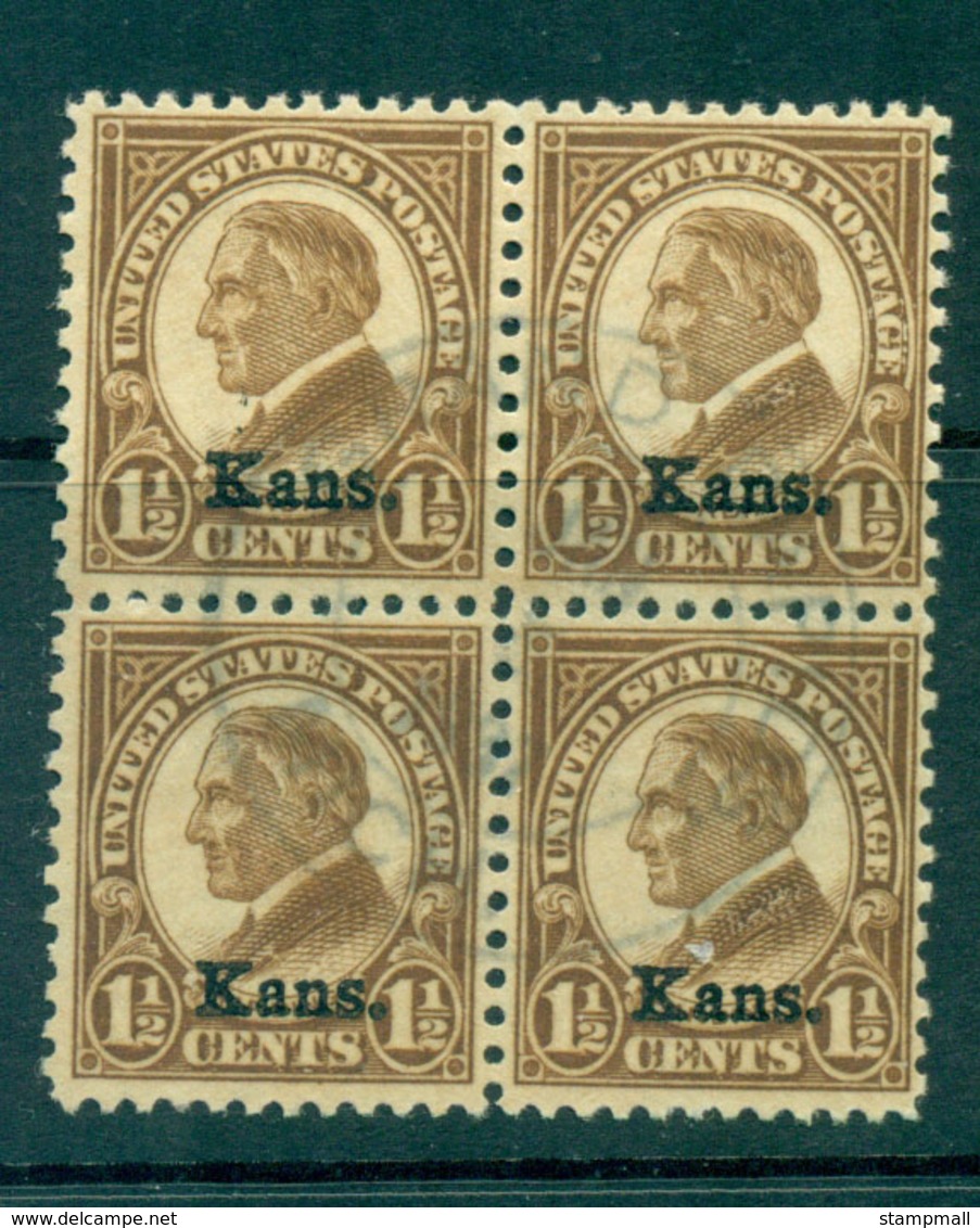 USA 1929 Sc#659 1.5c Harding Kans. Opt. Blk 4 FU Lot68122 - Other & Unclassified