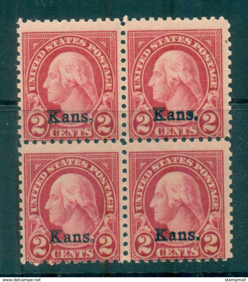 USA 1929 Sc#660 2c Washington Kans. Opt. Blk 4 MUH Lot68121 - Autres & Non Classés