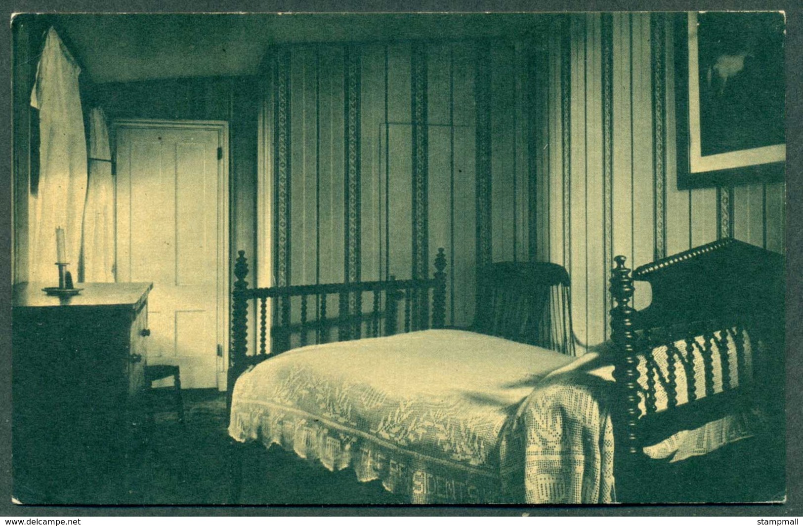 USA 1930c Petersen House Bedroom, Lincolns Death Bed, Unused - Autres & Non Classés