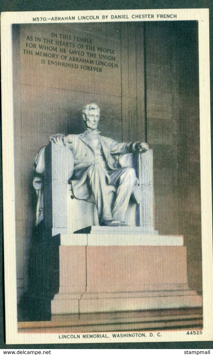 USA 1930s Lincoln Memorial, Hand Colored Photo, Unused - Other & Unclassified