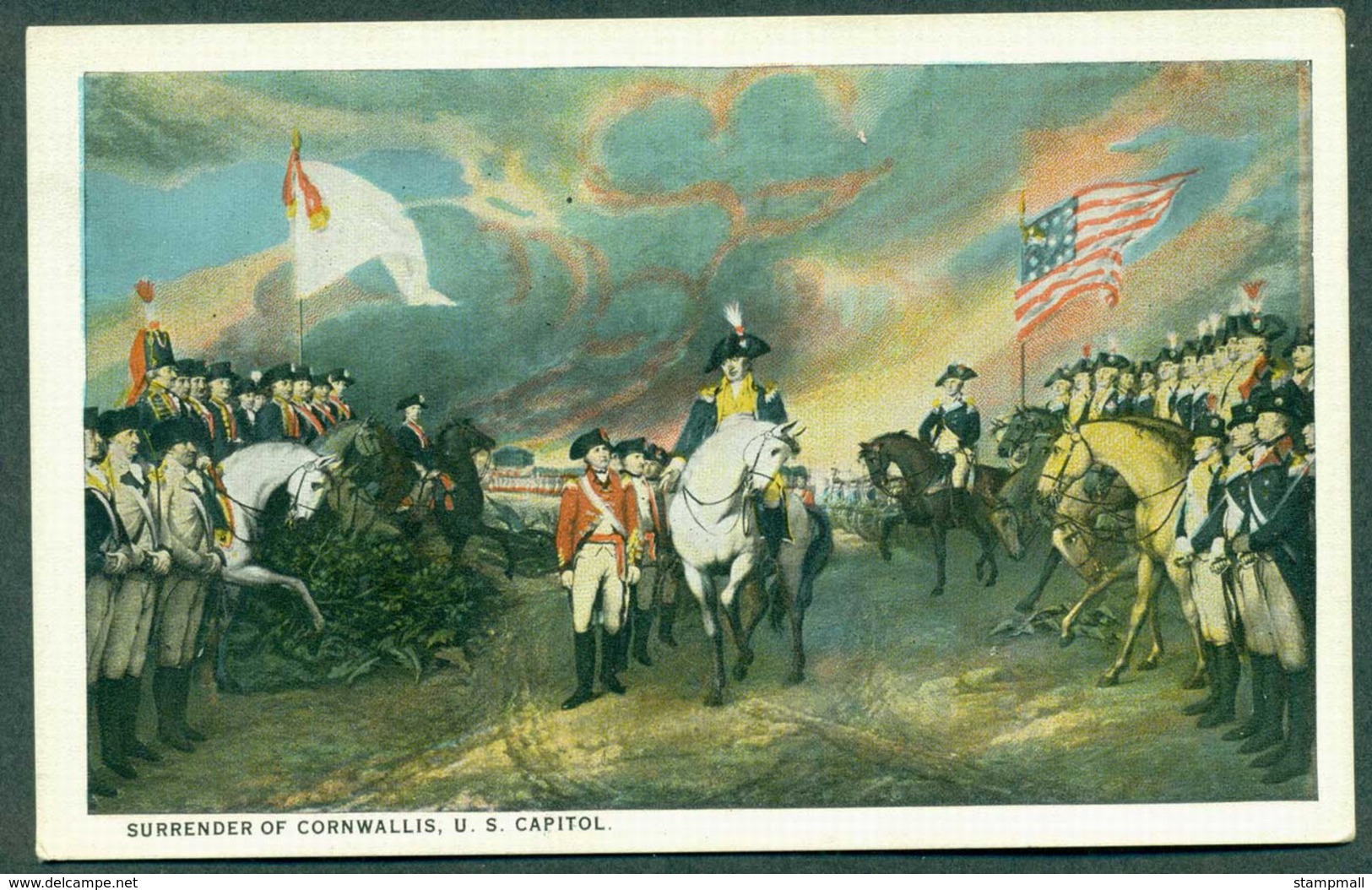 USA 1930s Surrender Of Cornwallis, Colored Print, Unused - Other & Unclassified