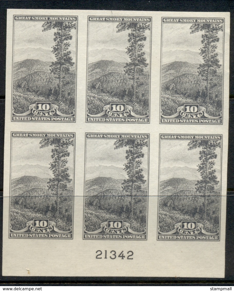 USA 1935 Sc#765 National Parks 10c Gt Smoky Mountain PB#21342 MNG - Andere & Zonder Classificatie