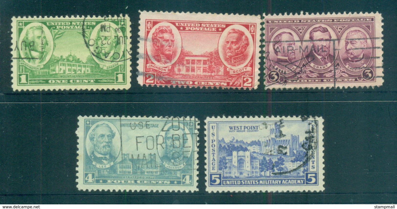 USA 1936-37 Sc#785-89 Army Issue FU Lot67448 - Other & Unclassified