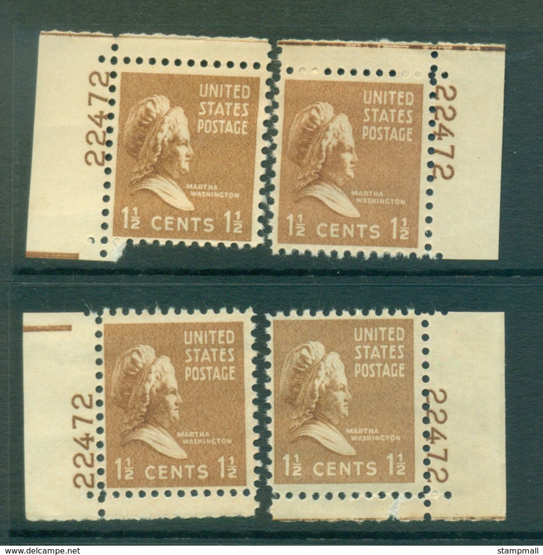 USA 1938 Sc#805 Martha Washington 4x Position PNS#22472 MLH Lot55943 - Other & Unclassified