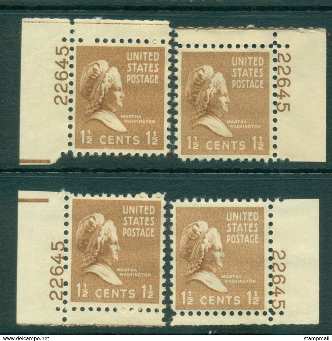 USA 1938 Sc#805 Martha Washington 4x Position PNS#22645 MLH Lot55945 - Autres & Non Classés