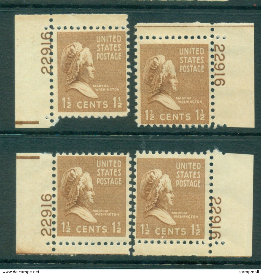 USA 1938 Sc#805 Martha Washington 4x Position PNS#22916 MLH Lot55939 - Other & Unclassified