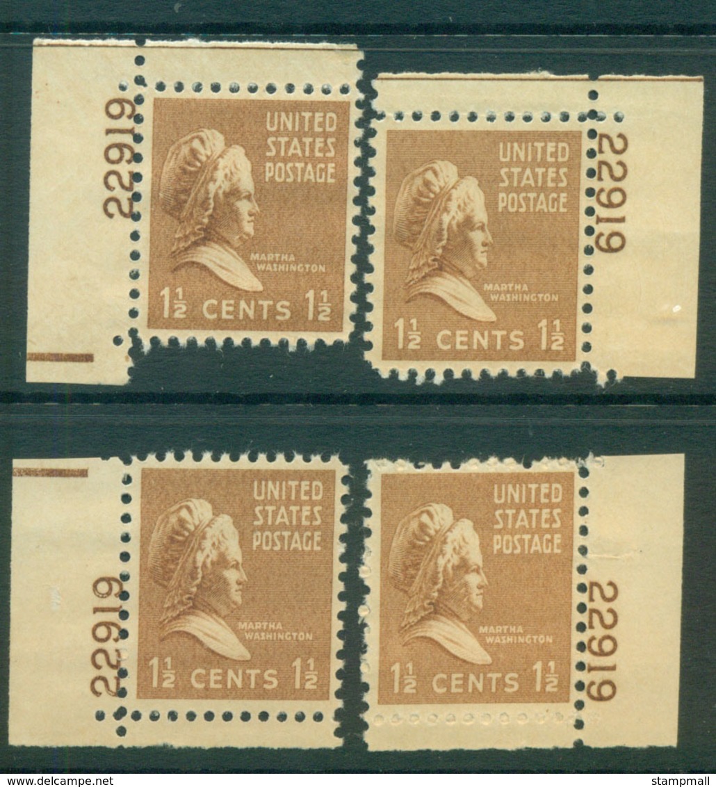 USA 1938 Sc#805 Martha Washington 4x Position PNS#22919 MLH Lot55942 - Other & Unclassified