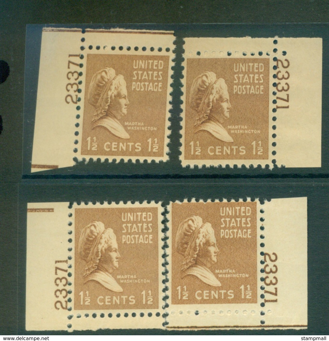 USA 1938 Sc#805 Martha Washington 4x Position PNS#23371 MLH Lot55925 - Other & Unclassified