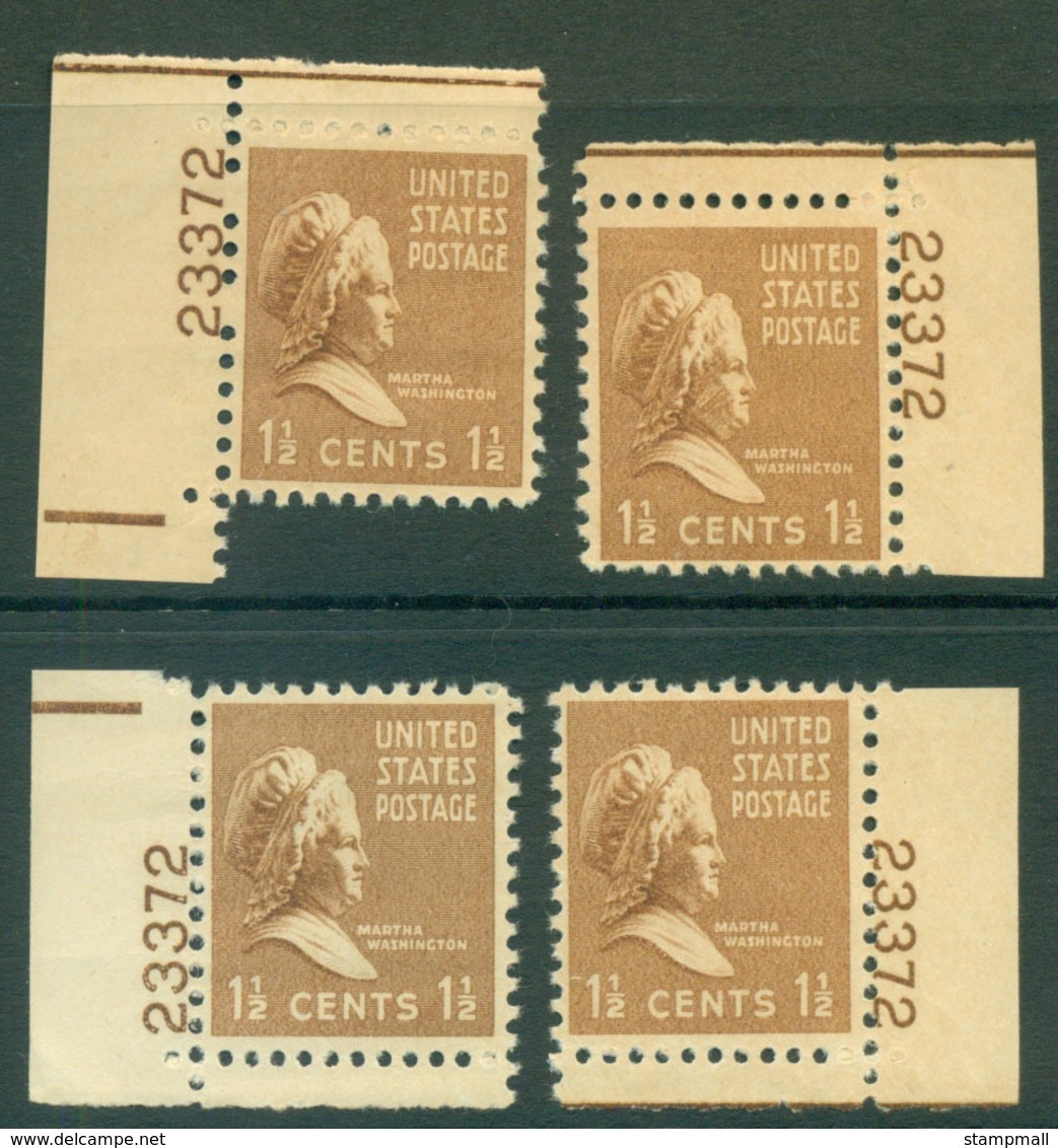USA 1938 Sc#805 Martha Washington 4x Position PNS#23372 MLH Lot55926 - Other & Unclassified