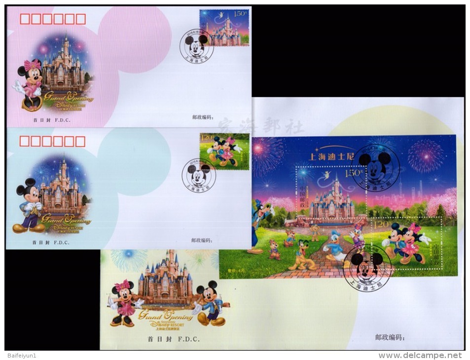 CHINA 2016-14 FDC &#36842;&#22763;&#23612; Stamp Shanghai DisneyLand Disney Mickey Opening - Disney