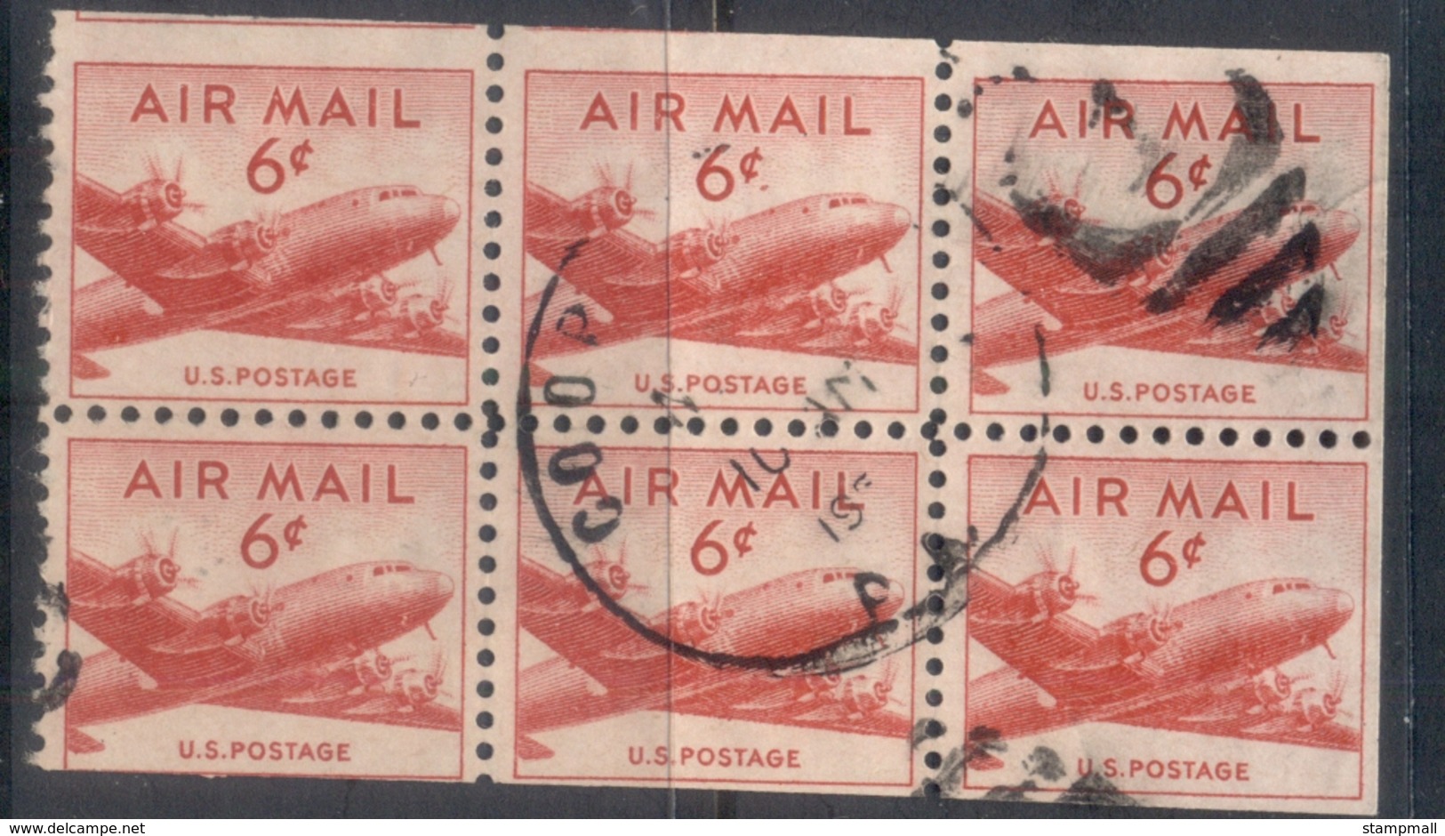 USA 1949 Sc#C39a DEC4 Skymaster 6c Booklet Pane FU - Other & Unclassified