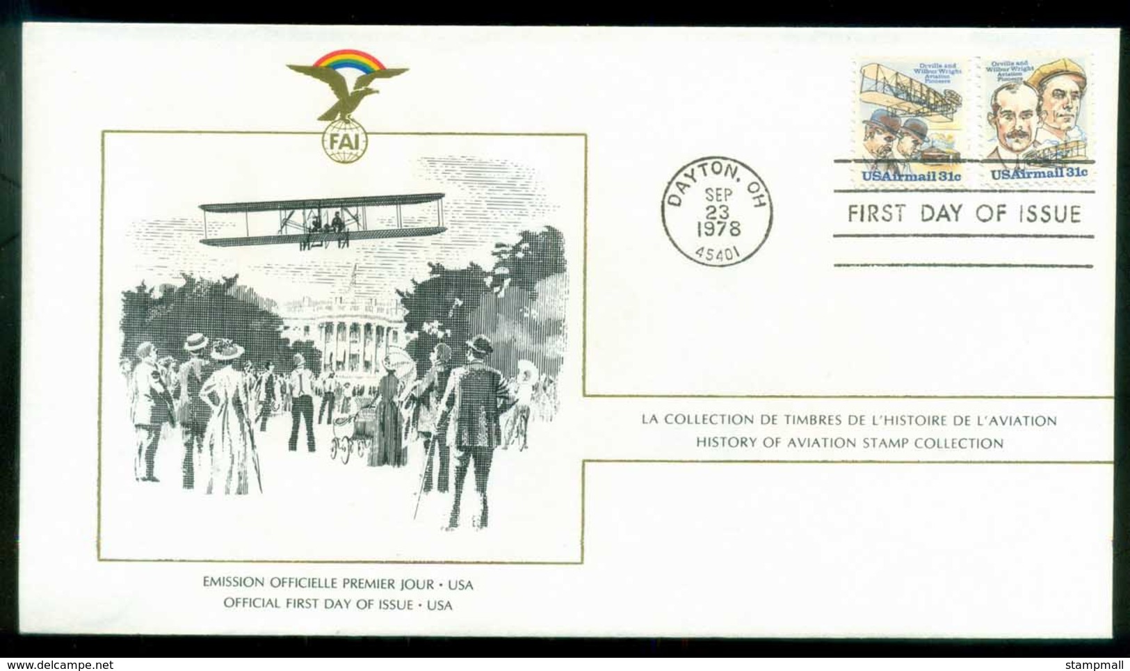 USA 1978 History Of Aviation, FAI FDC Lot79553 - Other & Unclassified