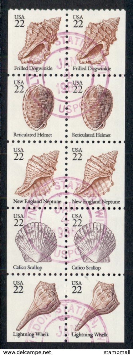 USA 1985 Sc#2117-21 Seashells Booklet Pane FU - Other & Unclassified