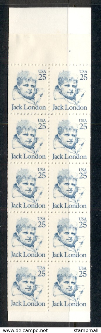 USA 1986-94 Sc#2182 Jack London Booklet 2 Panes MUH - Sonstige & Ohne Zuordnung