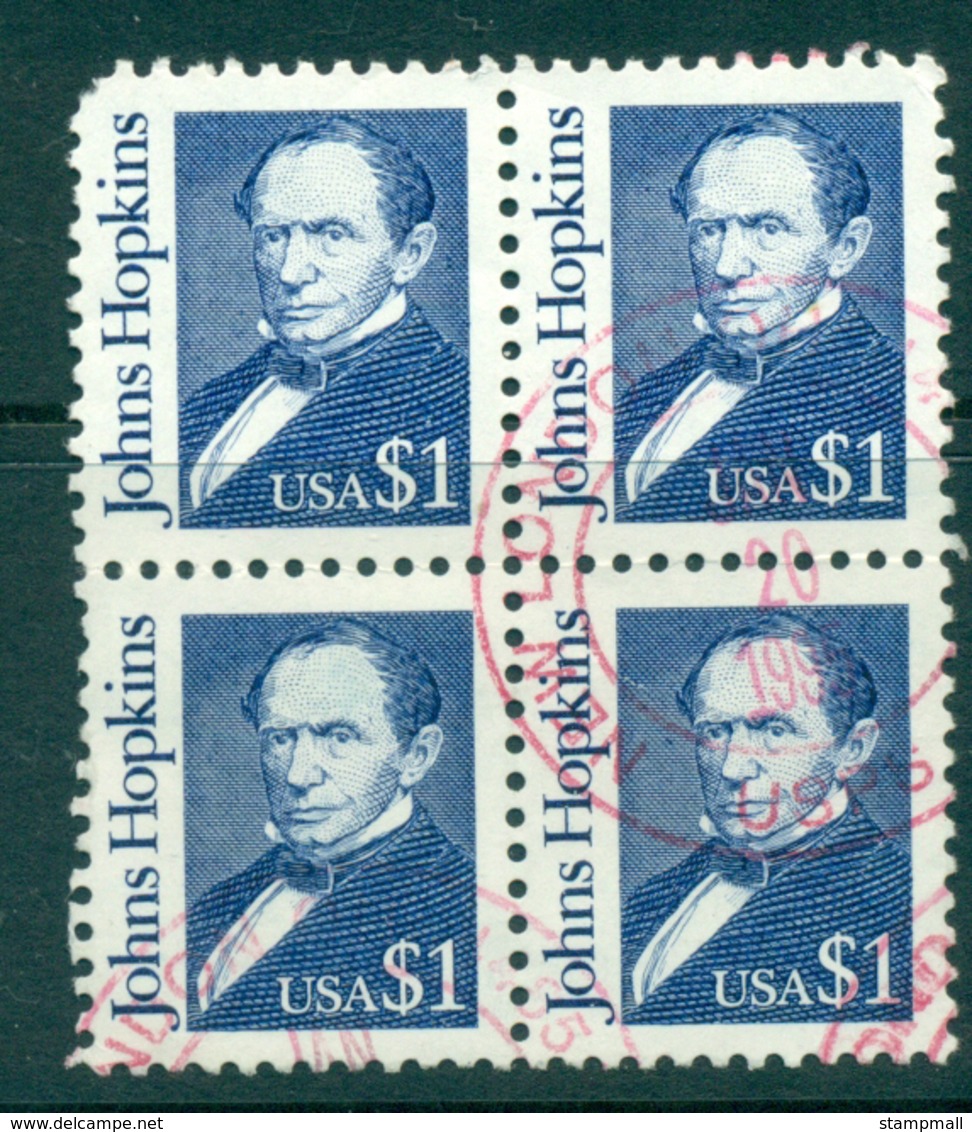 USA 1986-94 Sc#2193 $1 Johns Hopkins Blk 4 FU Lot33679 - Andere & Zonder Classificatie