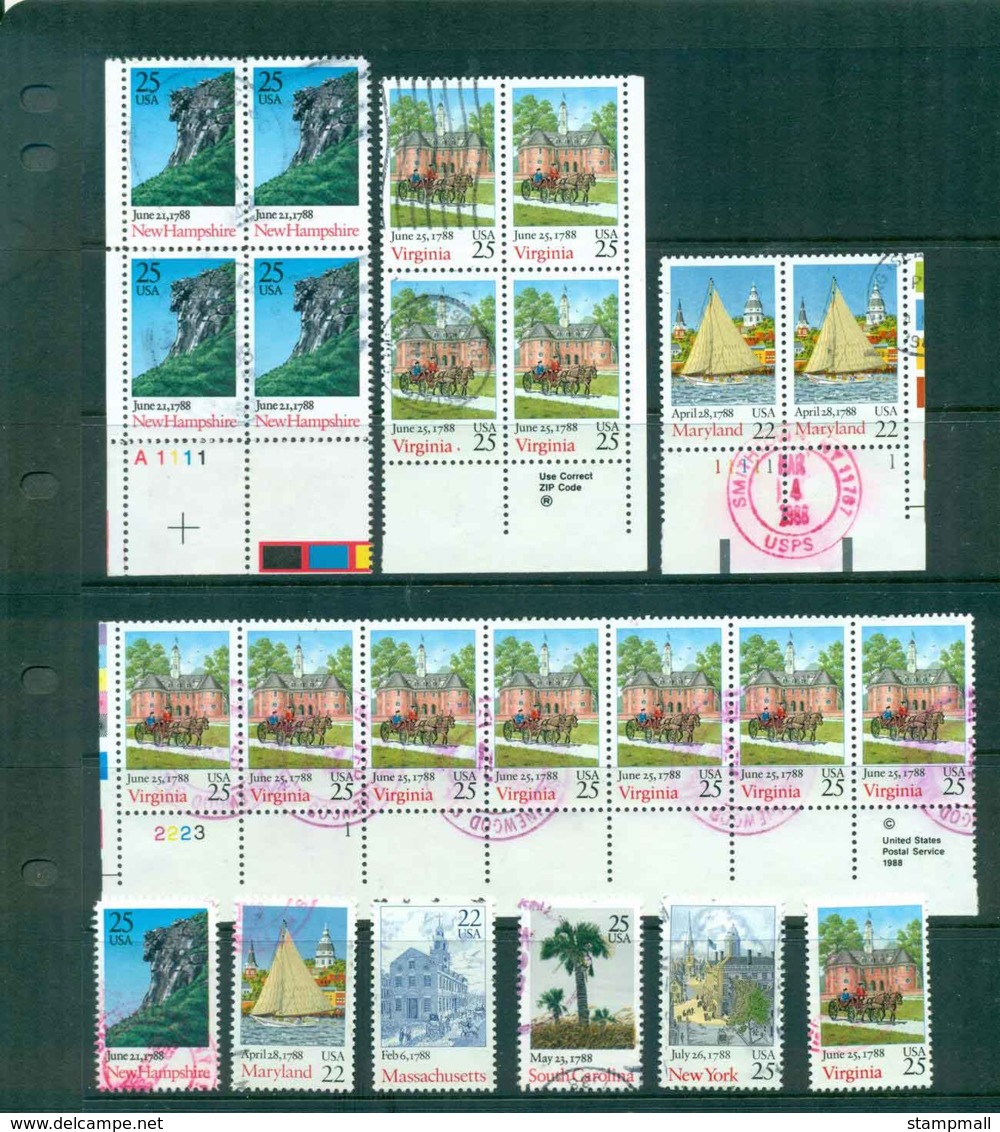 USA 1988 Sc#2336-2348 Ratification Of The Constitution Asst Blocks & Singles FU FU Lot47428 - Other & Unclassified