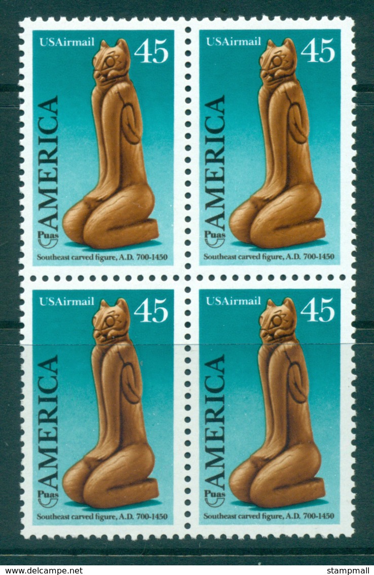 USA 1989 Sc#C121 Pre-Columbian America Air Mail Blk 4 MUH Lot33717 - Otros & Sin Clasificación