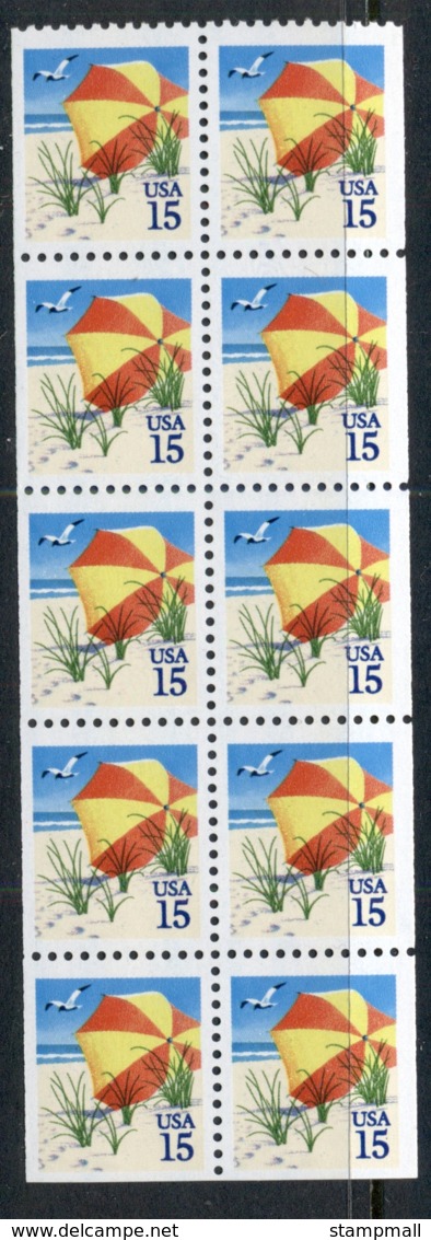 USA 1990 Sc#2443 Beach Umbrella Booklet Pane MUH - Other & Unclassified